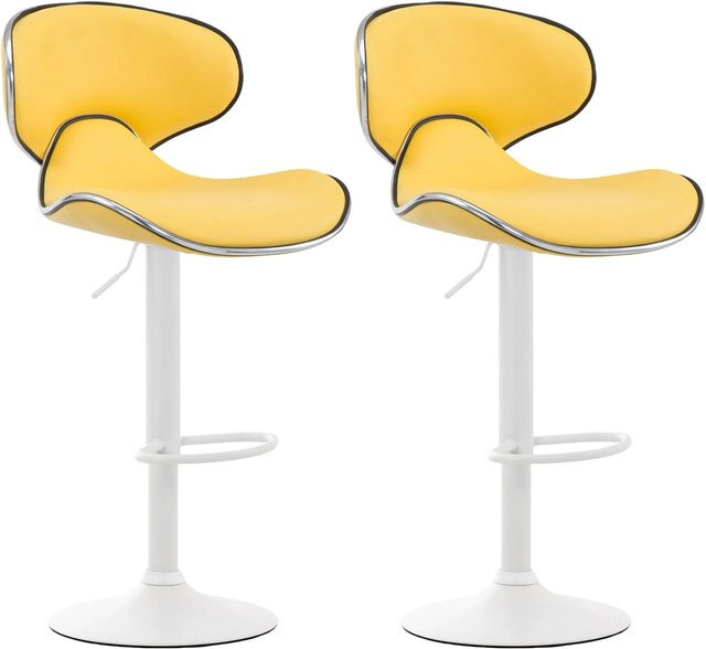DELUKE 2er Set Barhocker FAMIR aus Kunstleder in Gelb mit Lehne, B/T/H: 46 x 49 x 88 cm - Bild 1