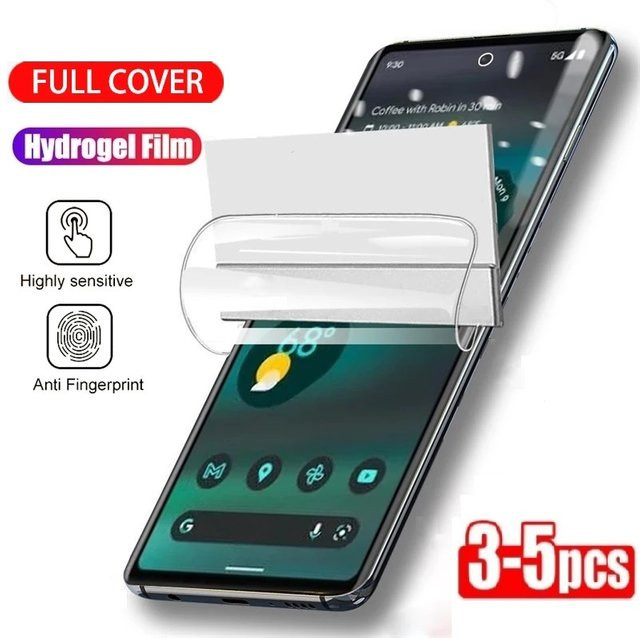 3-5 Stück Hydrogel Display Schutzfolien für Google Pixel 8 Pro, 7 Pro, 8a, 7a, 6a, 6 Pro, 5, 5a, 4a, 5G, 4 XL, transparent - Bild 1