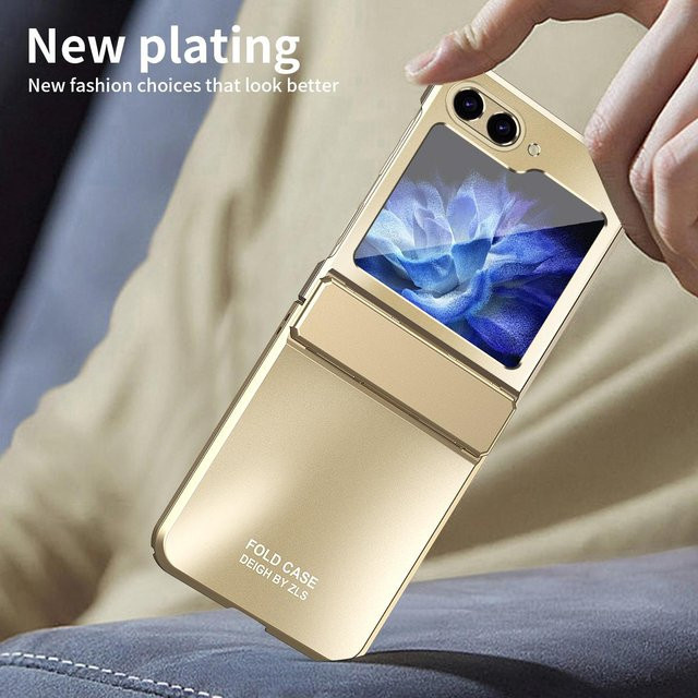 Luxus Schutzhülle mit Scharnier-Abdeckung für Samsung Galaxy Z Flip 5 5G in Gold - Bild 1