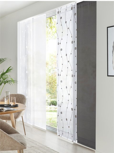 Heine Home Schiebevorhang Voile mit floralem Muster in Weiß und Transparent, 100% Polyester - Bild 1