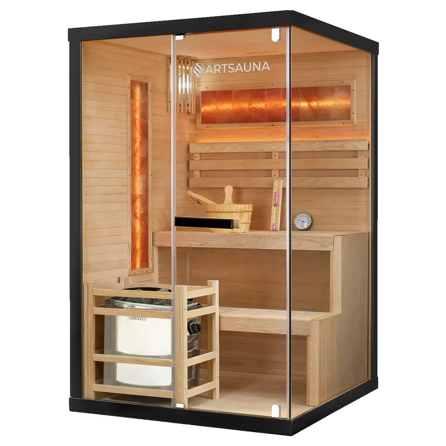 Harvia Saunakabine Vantaa aus Hemlockholz für 2 Personen mit 3,5 kW Ofen, B/T: 120 x 120 cm - Bild 2