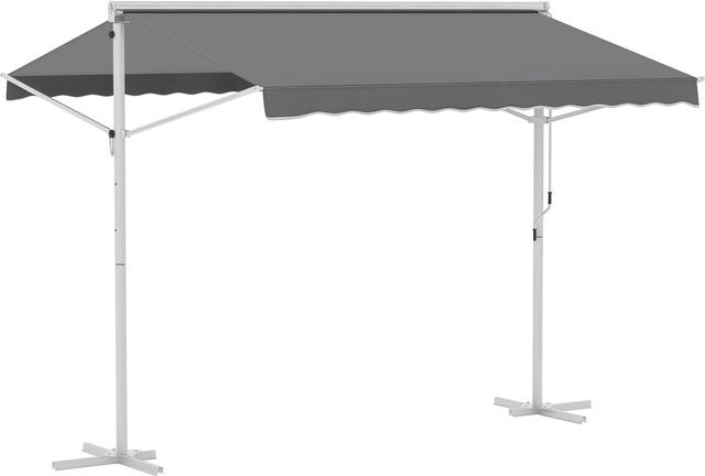 Outsunny Standmarkise Grau aus Metall und Polyester mit Faltarm und Kurbel, B: 295 cm, T: 294 cm, H: 250 cm - Bild 1