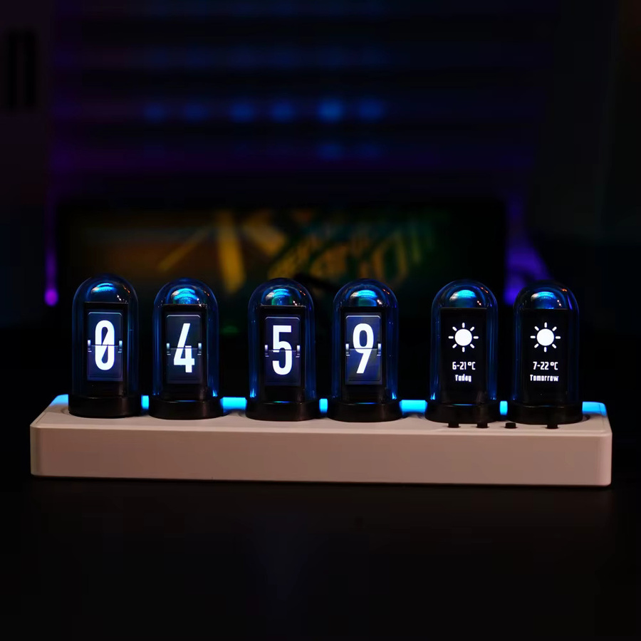 NEIMZ IPS Nixie-Röhren-Wecker mit RGB-Beleuchtung und digitalem Display in Multicolour und Gelb - Bild 3