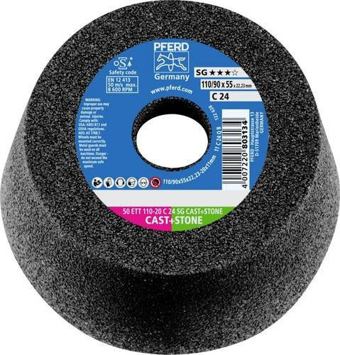 PFERD Schleiftopf SG CAST+STONE ETT 110-20 C 24 für Guss und Stein, Grau, 2 Stück, Durchmesser: 110 mm, Bohrung: 22,23 mm - Bild 1