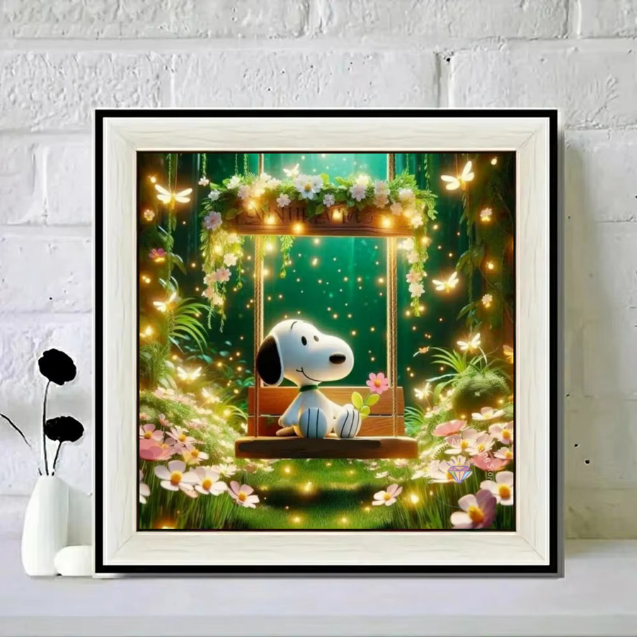 KAYOU Snoopy Erdnüsse Diamantmalerei Kit 5D DIY Diamantstickerei mit Motiv Rund B: 20 cm x H: 20 cm - Bild 2