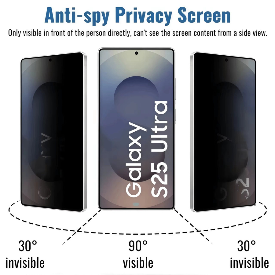 Samsung S26 Ultra S26 Edge S26 Plus Privatsphäre-Schutzglas aus gehärtetem Glas mit Anti-Spionage-Funktion und Fingerabdruck-Entsperrung, transparent - Bild 2
