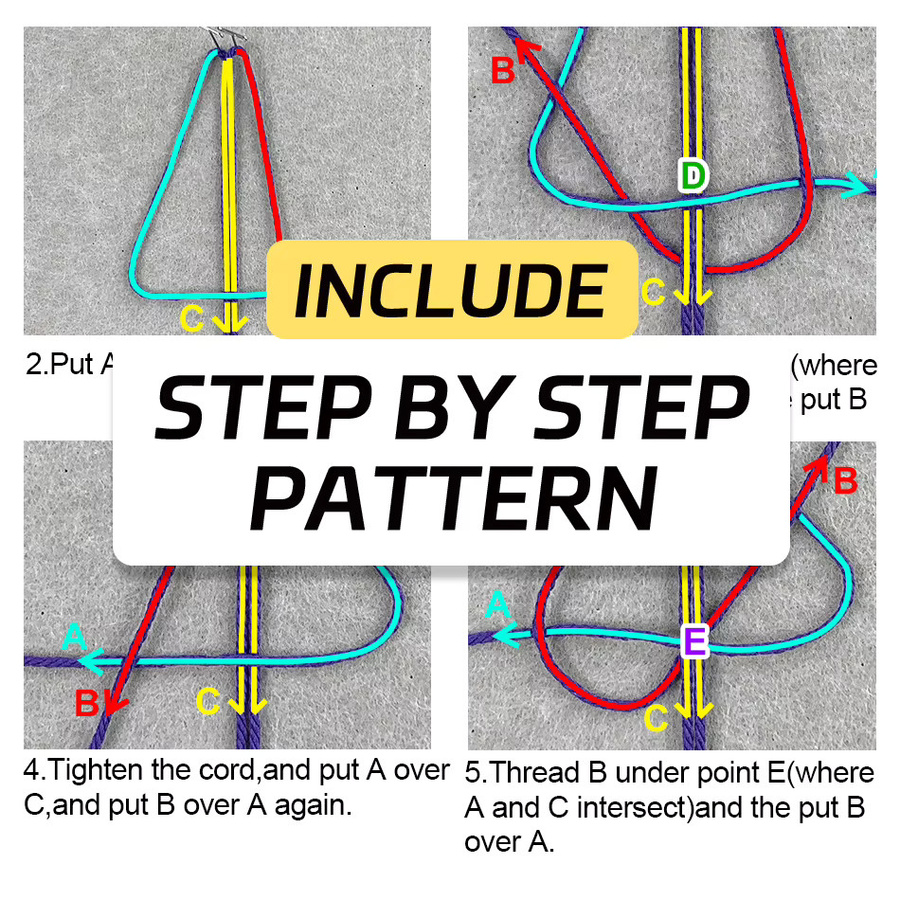 DIY Makramee-Set für quadratische Untersetzer mit Tutorial für Anfänger, mehrfarbige Hitzeschutzmatten zum Selbermachen - Bild 2