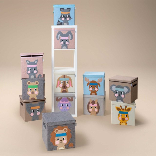 Lifeney Aufbewahrungsbox mit Deckel und Griffen, Hirsch-Design, Blau, B/T/H: 33 x 33 x 33 cm - Bild 1