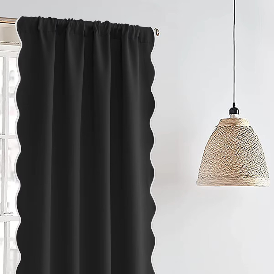CENTURyMiG Verdunkelungsvorhang im Vintage-Stil mit Wellensaum, Beige oder Schwarz, Breite: 100 cm, Höhe: 130 cm - Bild 4