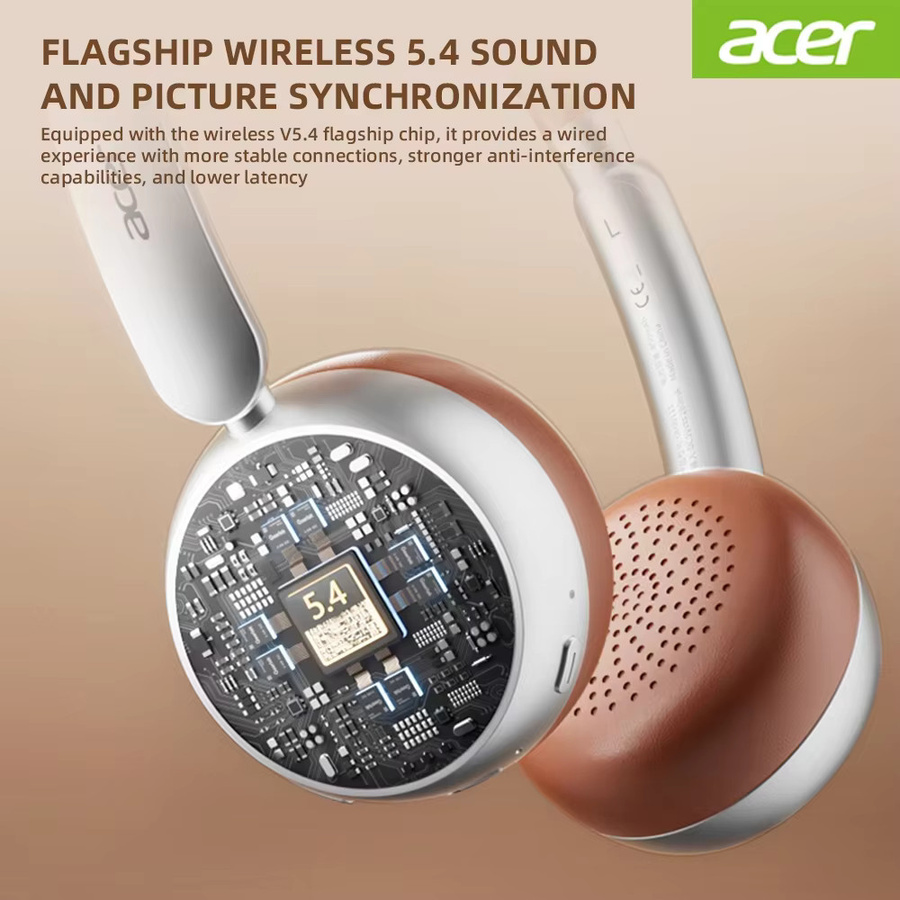 Acer OHW111 Bluetooth-Kopfhörer im Retro-Stil, kabellose Over-Ear Headset in Braun mit HIFI Stereo Sound und 70 Stunden Spielzeit - Bild 5