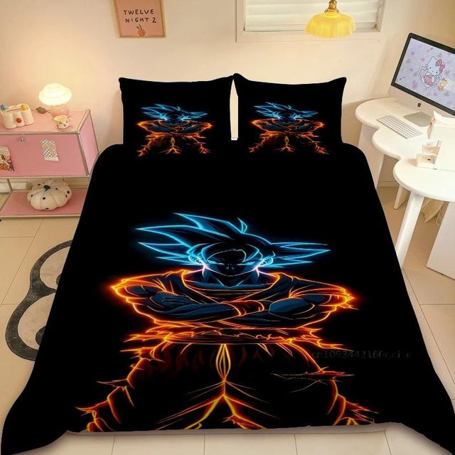 Gu Tao Dragon Ball Bettwäsche-Set mit Son Goku Anime Motiv, Schwarz, B/H: 135 x 200 cm - Bild 1