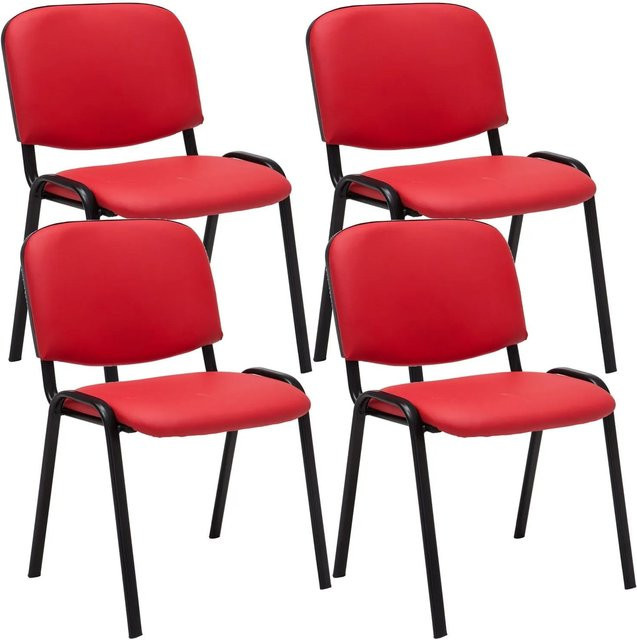 4er Set DELUKE ZAGREB Besucherstühle aus Kunstleder in Rot, Konferenzstuhl und Bürostuhl, B/T/H: 53 x 53 x 83 cm - Bild 1