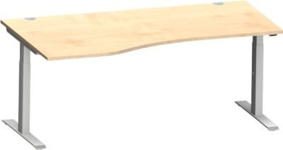 Schäfer Shop Genius Schreibtisch MODENA FLEX Freiform links mit T-Fuß Rechteckrohr, Farbe Ahorn und Weiß, B: 180 cm, T: 100/80 cm, H: 65-85 cm - Bild 1