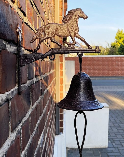 Rustikale Pferd Türglocke aus Gusseisen im Landhausstil, Braun, B/H/T: 42,0 x 9,5 x 9,5 cm - Bild 1