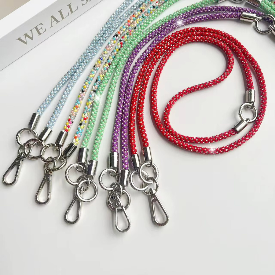 ZHANZHI 3-in-1 Handykette mit Diamanten in Bonbonfarben als Umhängeband und abnehmbares Handgelenkband, Multicolor und Grün - Bild 1