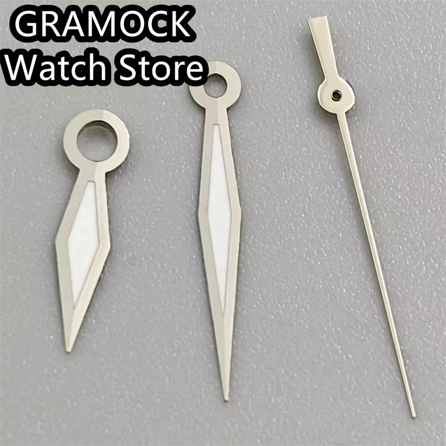 GRAMOCK Uhrzeiger, Silber, Schwarz, Blaue Zeiger, Grün Leuchtend, Unisex - Bild 1