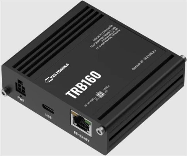 Teltonika TRB160 LTE Gateway in Schwarz mit 1GbE, USB-C und Ethernet/LAN zur Montage auf Tisch, Wand oder DIN-Schiene - Bild 1