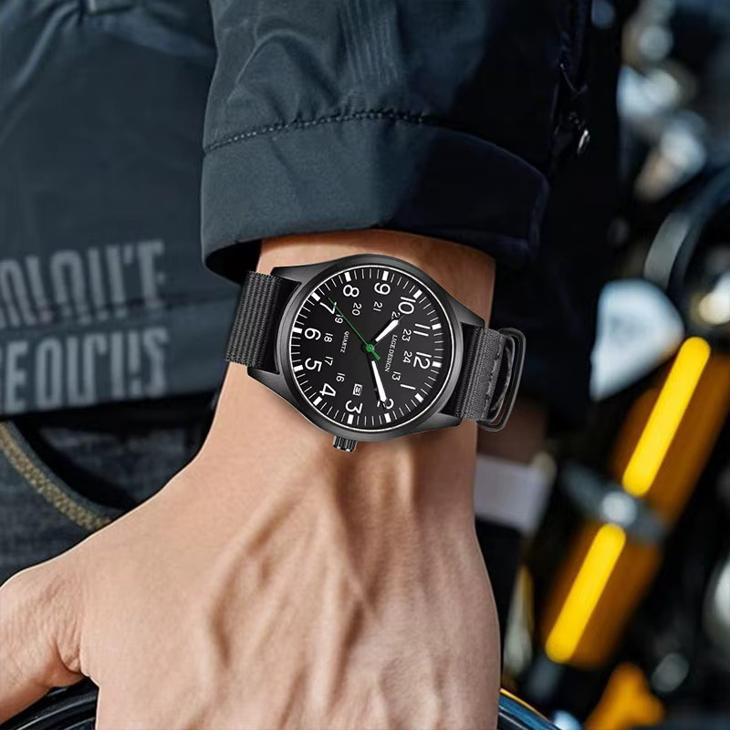 LIGE Armbanduhr Quarz, Grün, Textil/NATO, Herren - Bild 3