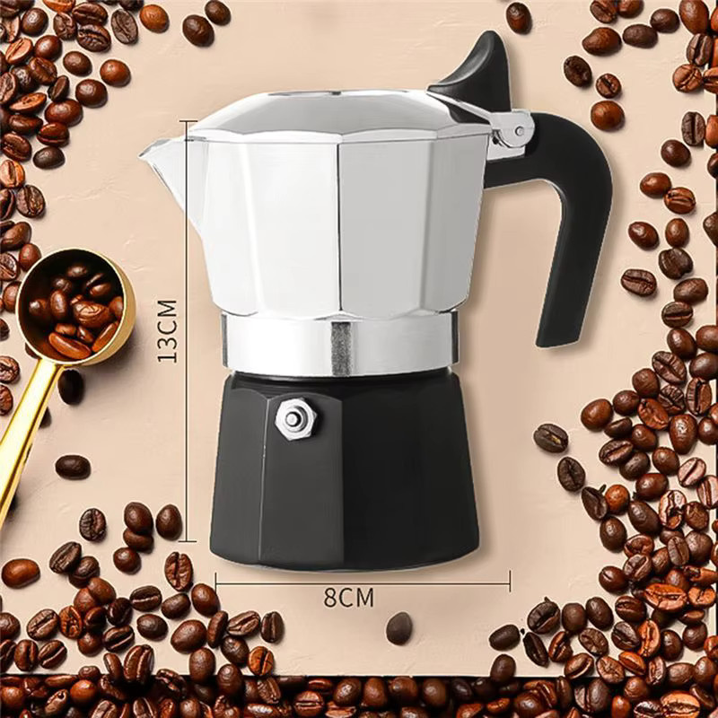 ABNH Moka Topf aus Aluminium im europäischen Stil, Kaffeemaschine für Latte und Tee, Silber, 150 ml - Bild 6