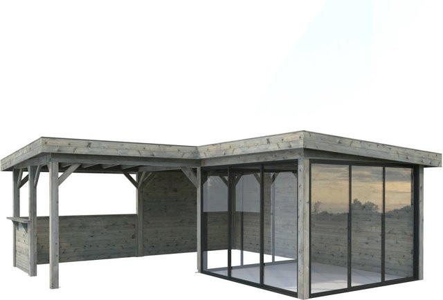 Palmako Pavillon Lenna Set 410 Slide Grau aus tauchgrundiertem Fichtenholz B/T: 588 x 588 cm - Bild 1