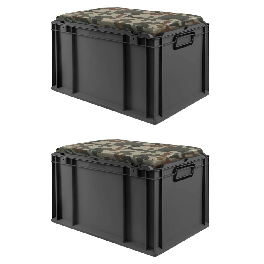 PROREGAL Sparset mit 2x Eurobox Nextgen Seat Box in Camouflage und Schwarz, H x B x T: 36,5 x 40 x 60 cm - Bild 2