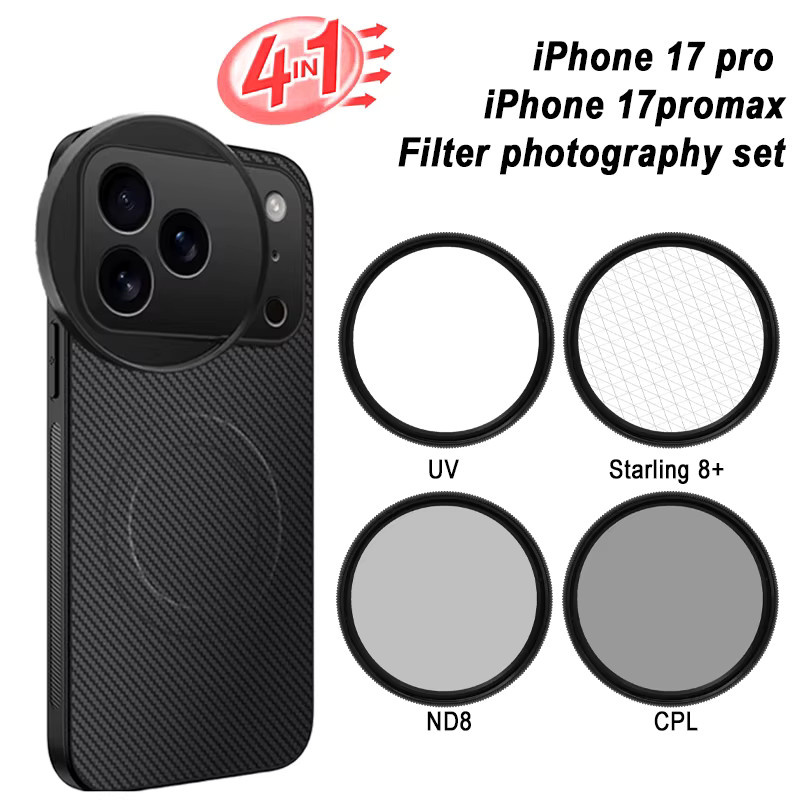 OBKEY 4-in-1 Filterset mit 58 mm Objektivfiltern CPL ND UV Star und magnetischer kabelloser Lade-Telefonhülle für iPhone 17 Pro und iPhone 17 Pro Max in Schwarz oder Grau - Bild 2