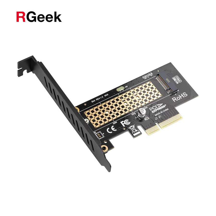 RGEEK M.2 NVMe SSD zu PCIe x4 Adapter, M Key Schnittstellenkarte für M.2 2230 bis 2280, Schwarz - Bild 2