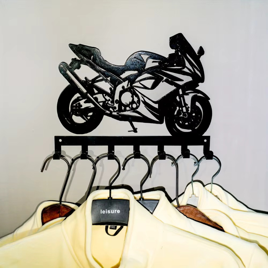 Knight Dream 7-teiliges Wandhaken-Set aus rostfreiem Metall für Handtücher, Mäntel und Motorradausrüstung in Silber und Schwarz - Bild 4