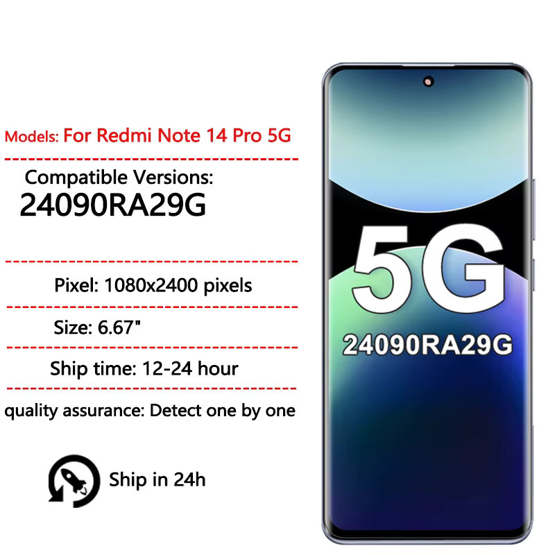 Xiaomi Redmi Note 14 Pro 5G AMOLED Display Ersatz mit Touchscreen - Bild 2