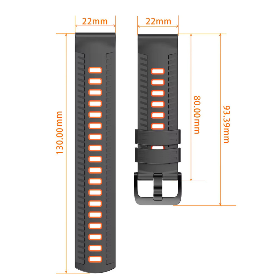 Uhrenarmband Silikon, 22 mm, Schwarz, Unisex - Bild 2