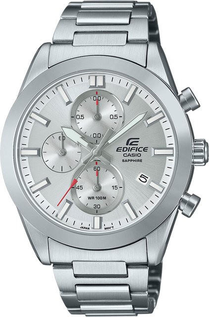 Casio Chronograph Herrenuhr, Quarz, Edelstahl, 41 mm, Silber, 10 ATM - Bild 1