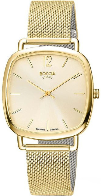 Boccia Damenuhr, Titan, Quarz, Eckig, 33 mm, Gold, 3 ATM - Bild 1