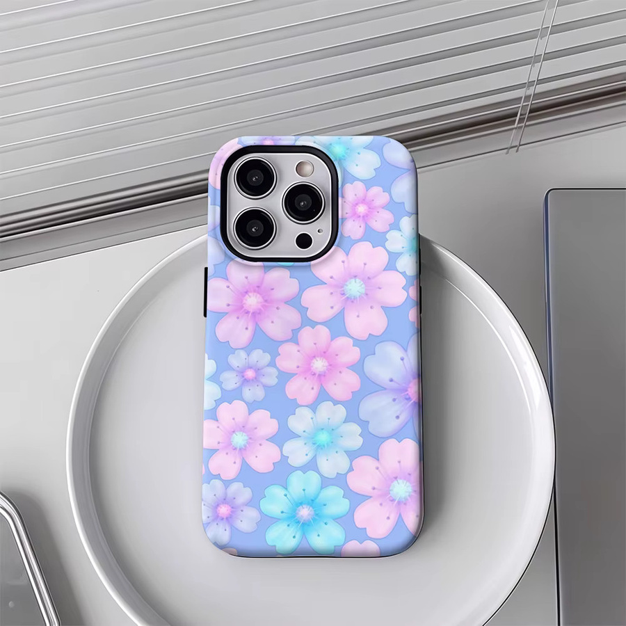 Pastell Floral Dream Handyhülle für iPhone 17 16 15 14 13 12 11 Pro Max Plus mit doppelschichtiger Rückseite in Multicolour - Bild 3