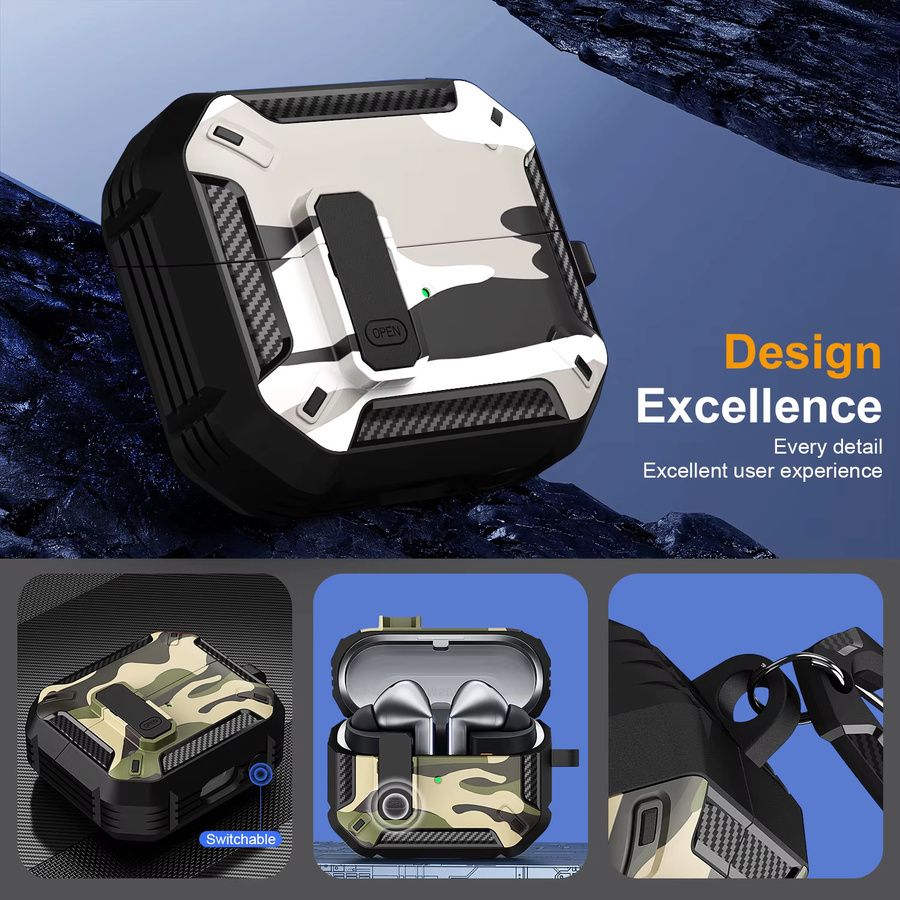 Sicherheits-Schutzhülle im Camouflage-Design für Samsung Galaxy Buds 3 Pro mit Haken in Multicolour - Bild 2