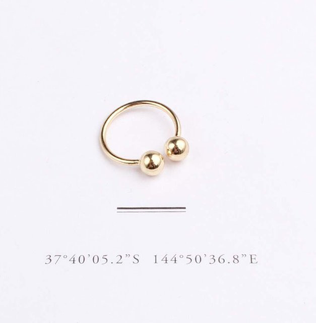Ring Kupfer, Silber, Doppel Kugel, Unisex - Bild 1