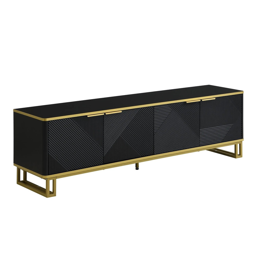 okwish TV-Schrank in Schwarz mit Metallbeinen und Stauraum für dein Wohnzimmer, B/T/H: 160 x 37,5 x 48 cm - Bild 2