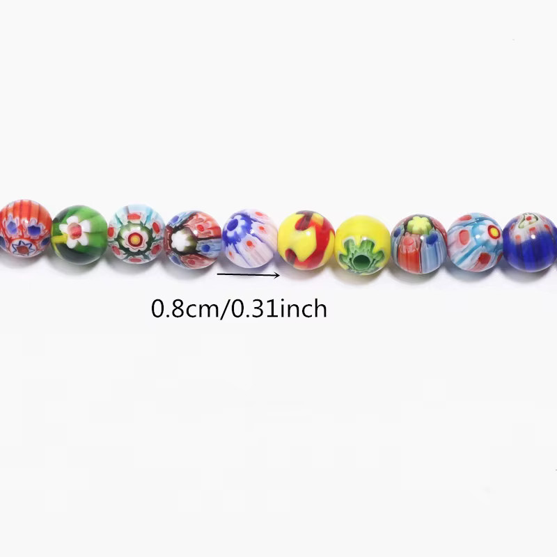 Laudsong Millefiori Glas Lampwork Blume Perlen, 8/10mm - Bild 4