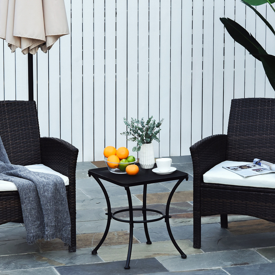Outsunny Beistelltisch aus Metall in Schwarz als Gartentisch und Kaffeetisch für Terrasse und Balkon, B/T/H: 45 x 45 x 50 cm - Bild 2