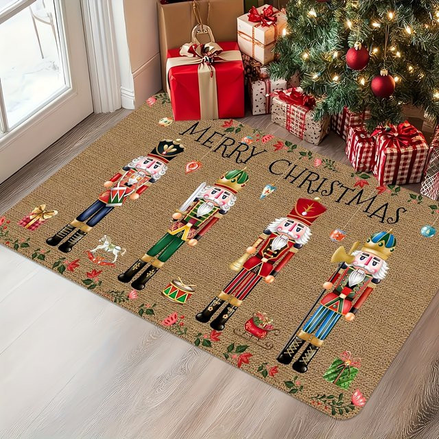VIKAMA Weihnachts-Teppich Frohe Weihnachten aus weichem Flanell, bunte Bodenmatte für Wohnzimmer und Eingangsbereich, B/T: 60 x 40 cm - Bild 1