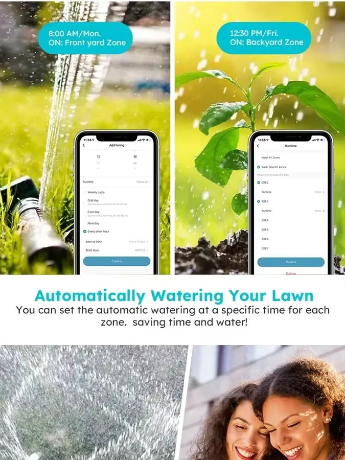 Tuya Smart WiFi Sprinkler Controller mit 8 Zonen, Automatischer Bewässerungstimer für Alexa und Google Smart Home, Schwarz - Bild 7