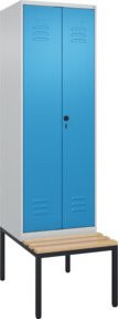 C+P PSA Doppel-Spind Classic PLUS Sitzbank mit 2 Abteilen und Sicherheits-Drehriegel, Sitzfläche aus Buche-Hartholz, B/T/H: 212 x 60 x 81,5 cm - Bild 1