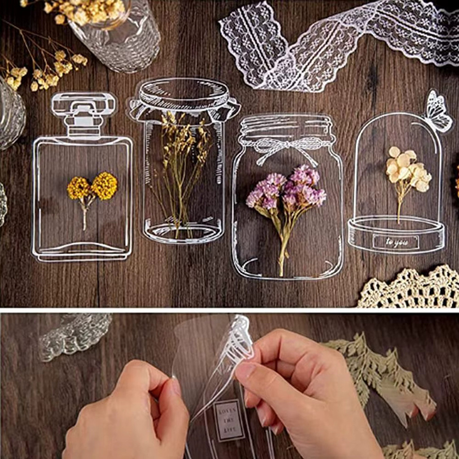 30 Stück transparente DIY Lesezeichen mit getrockneten Blumen in Multicolour aus Kunststoff - Bild 2