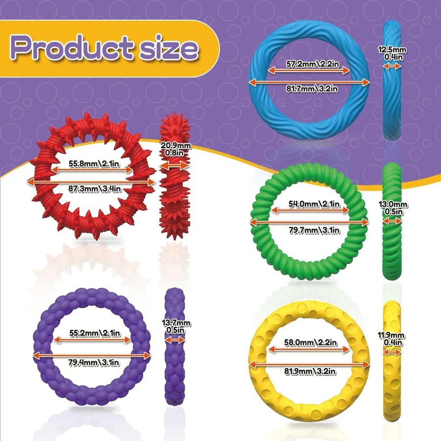 Airun Stressabbau Spielzeug Armband Ring Stein Texturiert 5/6/12-teiliges Set - Bild 1
