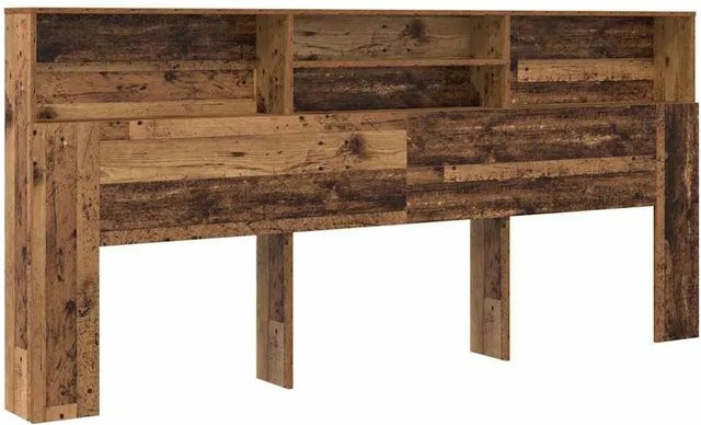 vidaXL Kopfteil für das Bett aus Holzwerkstoff in Braun mit integriertem Regal, Breite: 220 cm, Tiefe: 19 cm, Höhe: 101,5 cm - Bild 1