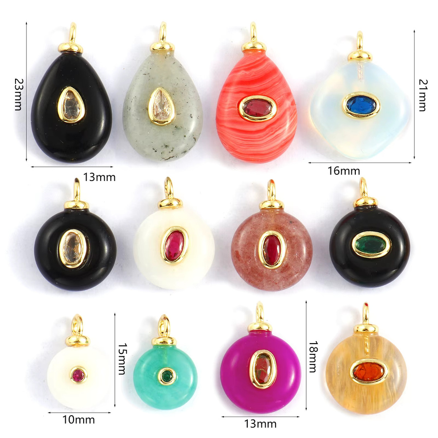 DoreenBeads Anhänger, Zirkonia, Naturstein, Messing, Gold, Unisex - Bild 1