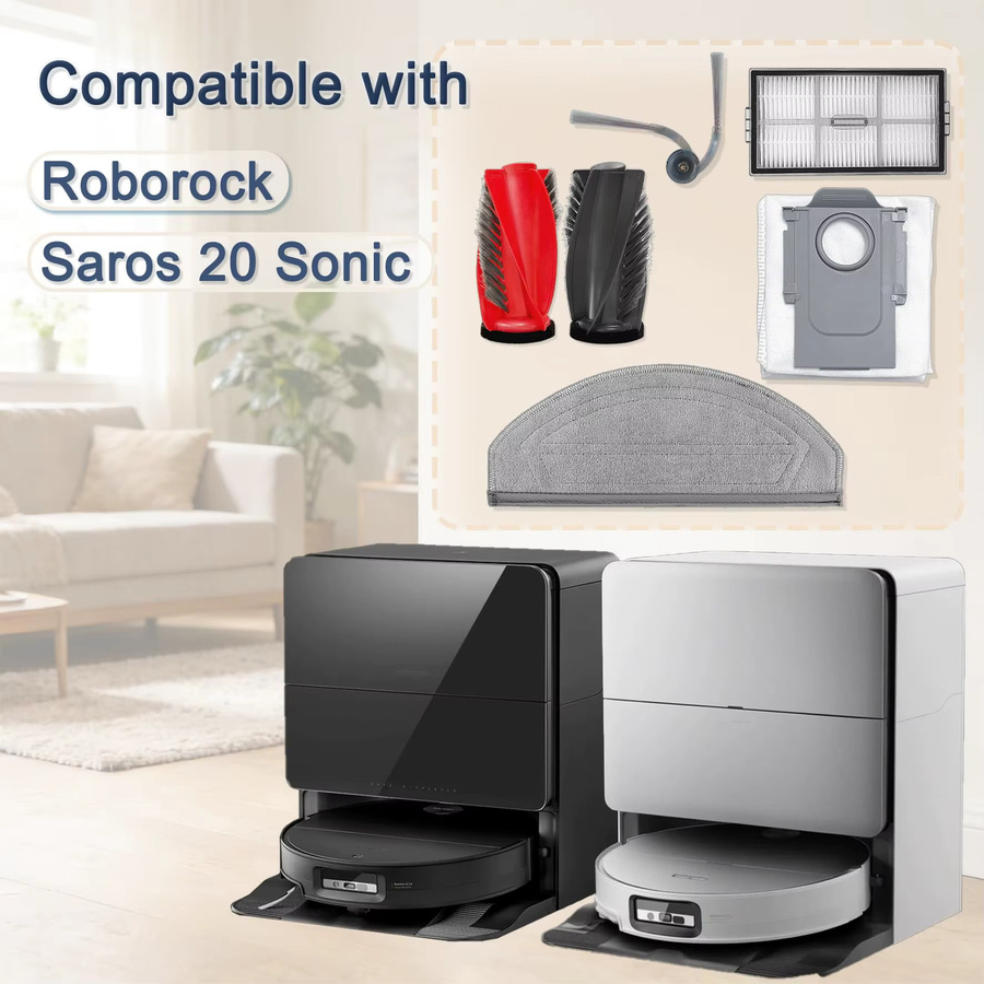 Roborock Ersatzteil-Set für Saros 20 Sonic und S10 MaxV Ultra mit Hauptbürste, Hepa-Filter und Wischtuch aus Kunststoff - Bild 3
