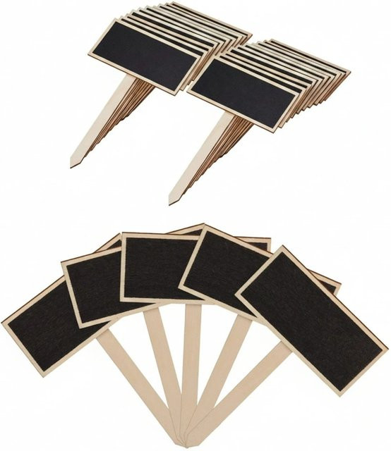 Relaxdays Pflanzenstecker Tafel 24er Set aus Holz in Natur, beschriftbar, B: 14 cm, T: 9 cm, H: 0,5 cm - Bild 1