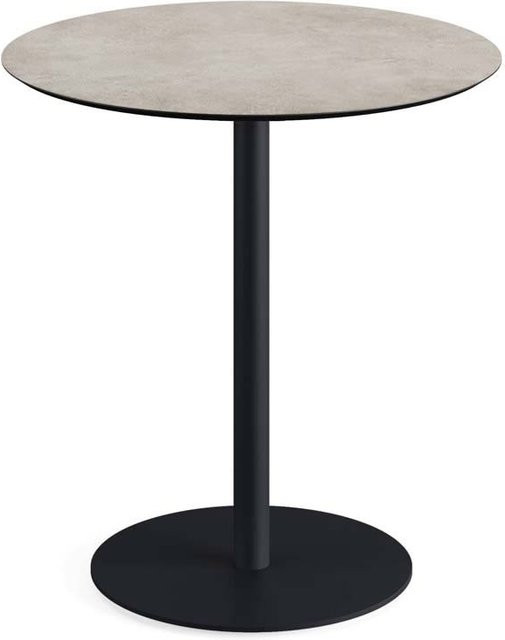 Feros Terrassentisch Urban rund mit HPL-Platte in Sand und schwarzem Metallgestell, Höhe: 73,2 cm, Durchmesser: 70 cm - Bild 1