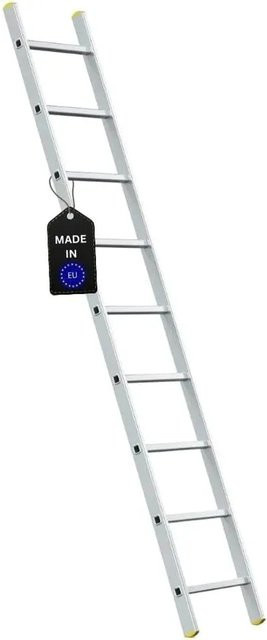 PROREGAL Sprossen-Anlegeleiter Economy Plus in Silber mit 9 Sprossen, Arbeitshöhe 3,46 m und 150 kg Traglast - Bild 1