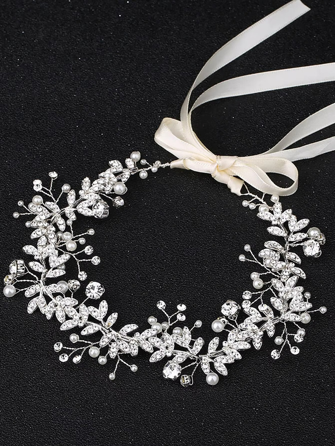 Stirnband Kristall Blume, Perle, Damen - Bild 3